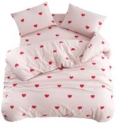Różowa pościel jednoosobowa z prześcieradłem/3-częściowa 160x220 cm Red Heart – Mila Home