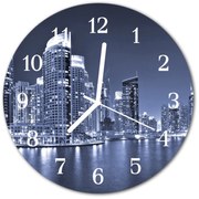 Zegar szklany okrągły Miasto budynki
