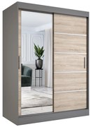 Szafa przesuwna MODUO COMFORT 3 150 antracyt/dąb sonoma z lustrem MKPOL