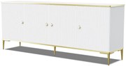 Długa biała komoda z lamelami E3-R54