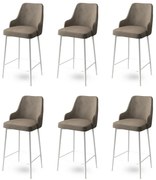 Zestaw krzeseł barowych Enox Cappuccino and White, 6 szt., 6 szt.