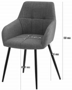 Krzesło BENI - ciemny szary tkanina / nogi czarne x 1