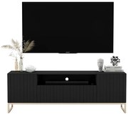 Czarna szafka rtv z lamelowym frontem- N0-W97