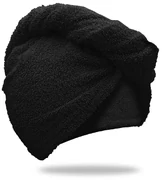 Szybkoschnący turban do włosów frotte czarny, 100% bawełna