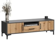 Nowoczesna szafka RTV na nóżkach antracyt + dąb wotan M9-C28