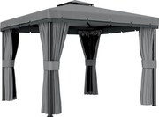 Outsunny Pawilon ok. 3x3 m wodoodporny stabilny odporny na zimę pawilon ogrodowy z podwójnym dachem moskitiera na zamek | Aosom PL