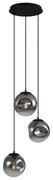 Lampa wisząca Art Deco czarna ze szkłem dymnym 3-źródła światła - Douglass ArtDeco Oswietlenie wewnetrzne