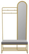 Garderoba metalowa z ławką, lustrem i 1 półką - Złoty - AZELIA