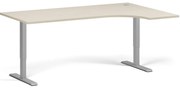 Narożne biurko z regulacją wysokości, 180x120 cm, 2 silniki, L/P, szara podstawa, brzoza