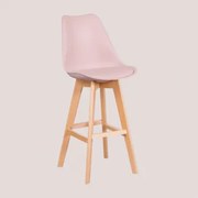 Zestaw 2 Wysokich Stołków 75 Cm Z Poduszką Z Ekoskóry Nordic Toasted Almond - Sklum