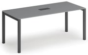 Stół konferencyjny PRIMO SQUARE, 180x80 cm, grafit + port blatowy TYP I, czarny