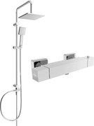 Mexen Tord zestaw prysznicowy natynkowy z deszczownicą i baterią prysznicową termostatyczną Cube, chrom - 77200200-00