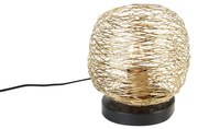 Designerska lampa stołowa złota z czarną podstawą 20 cm - SarellaDesignerski Oswietlenie wewnetrzne