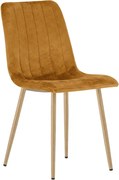 Musztardowe welurowe krzesło LAVA