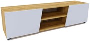 Szafka RTV na nóżkach z drzwiczkami dąb craft + biały K4-B57