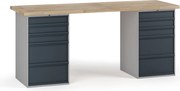 Stół warsztatowy G7, blat bukowy, 2000 x 685 x 840 mm, 2x kontener, 10x szuflada, grafitowy
