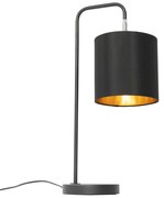 Nowoczesna lampa stołowa czarna ze złotym wnętrzem - Lofty