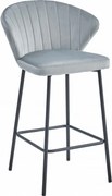 Tapicerowany barowy hoker glamour srebrno szary B5-K09