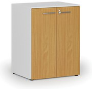 Szafa biurowa z drzwiami PRIMO WHITE, 2 półki, 800 x 640 x 1027 mm, biały/buk