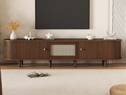 Meble TV 180x40x40 cm - design rattanowy - regulowane nogi - z 2 drzwiami - brązowy
