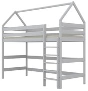 Łóżko domek na antresoli TOBI 2 160x80 białe drewniane KOCOT KIDS