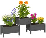 Szara drewniana donica ogrodowa H4-M12