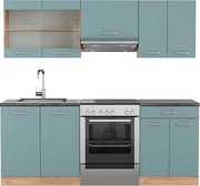 Aneks kuchenny niebiesko-szary/złoty dąb 200x60x81.6 r-line