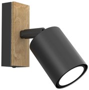 Kinkiet punktowy TULON 1xGU10/8W/230V czarny/dąb