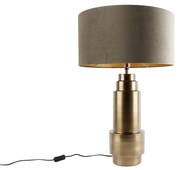Lampa stołowa brązowy aksamitny klosz taupe ze złotem 50 cm - Bruut