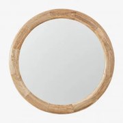 Okrągłe Lustro Ścienne Ø80 Cm Z Drewna Mango Virek Drewno Mango - Sklum