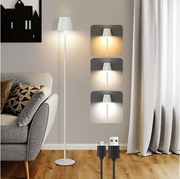 NETTLIFE Lampa podłogowa LED Czarna Nowoczesna Ściemnialna 125 cm 3 Temperatury Barwowe USB Salon