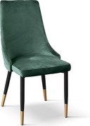 Zestaw 4 krzeseł, zielona tkanina z efektem aksamitu, antracytowe i złote nogi - IRVINE