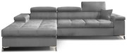 Narożnik z funkcją spania RICARDO VELVET szary lewy ELTAP