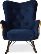 Fotel bujany uszak Luna Print Duo granat Monstera