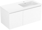 Mexen Rivel szafka łazienkowa 100 cm z umywalką Otis prawą, 1S, 1D, ryflowana, biała mat - 91A23-10047-3-BBFF01-W18P01