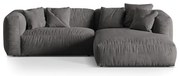 Szary aksamitny narożnik modułowy (prawostronny/z szezlongiem) Martina – Micadoni