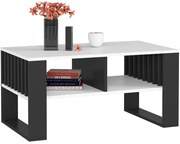 Ława z lamelami o półkami czarny + biały F4-T40