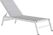 Outsunny Leżak oddychający — leżanka ogrodowa z 6-stopniowo regulowanym oparciem, rama aluminiowa, jasnoszary | Aosom PL