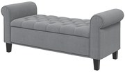 HOMCOM Ławka Tapicerowana z Przyciskami, Welurowa, 126 cm x 48,5 cm x 57 cm, Szary