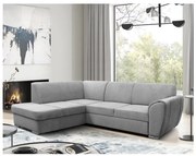 Narożnik rozkładany z pojemnikiem na pościel w układzie L SERPA, lewy, szary