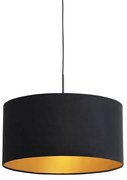 Lampa wisząca z czarnym aksamitnym kloszem ze złotem 50 cm - Combi klasyczny/Antyczny Oswietlenie wewnetrzne