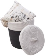 Koszyk pleciony Kosz szaro-kremowy z pokrywką 035x040 inny