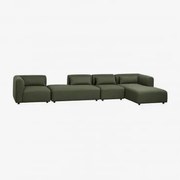 4-częściowa Prawa Sofa Modułowa Z Szezlongiem Fogler Chenille Salvia Zieleń - Sklum