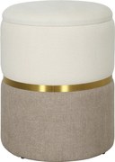 HOMCOM Taboret z miejscem do przechowywania, kremowy, z metalowym pierścieniem, dwukolorowy design, Ø36 x 44H cm