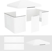 Outsunny Zestaw Zastępczy Dachu do Pawilonu Ogrodowego z 2 Ściankami Bocznymi Biały | Aosom PL