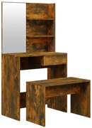 Toaletka kosmetyczna z lustrem i stołkiem przydymiony dąb T0-H71