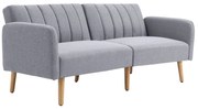 HOMCOM Sofa do spania, dwuosobowa sofa materiałowa, z funkcją spania, polyester stylizowany na len, drewno kauczukowe, 173 x 75 x 73 cm, szara