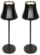 Zestaw 2 lamp stołowych retro czarnych do ładowania IP44 - Granny