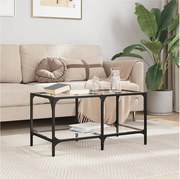 Nowoczesny Stolik Kawowy z Przezroczystym Szkłem 78,5x40x40cm Stal