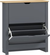 HOMCOM Szafka na buty z 2 klapowymi przegrodami, regulowana przegroda na 8-12 par butów, 72 x 26 x 80 cm, Ciemnoszary | Aosom PL